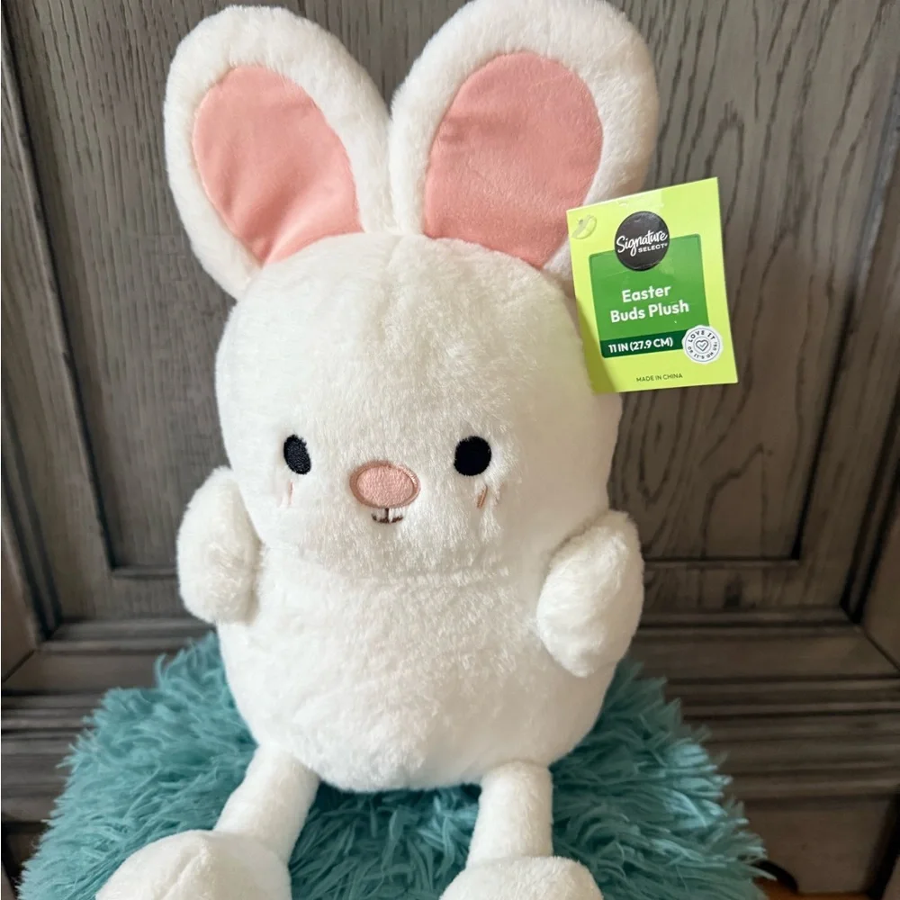 Spritz Easter Buds Plush Bunny - White and Pink 11”